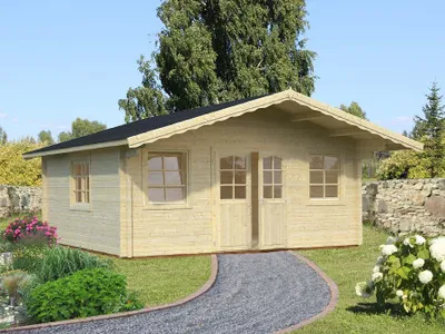 Produktbild von Gartenhaus Palmako Helena 24,6 m² inkl. Fußboden und Vordach 608 x 672 cm natur