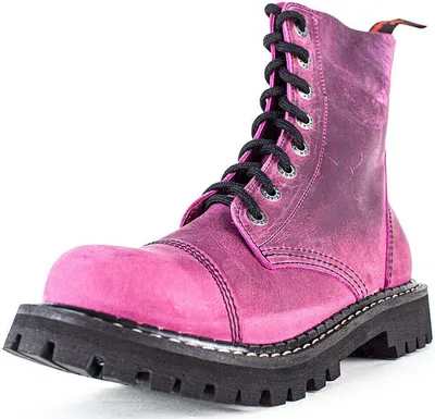 Produktbild von ANGRY ITCH-8-Loch Vintage Pink Ranger Armee Leder Stiefel mit Stahlkappe, EU 36
