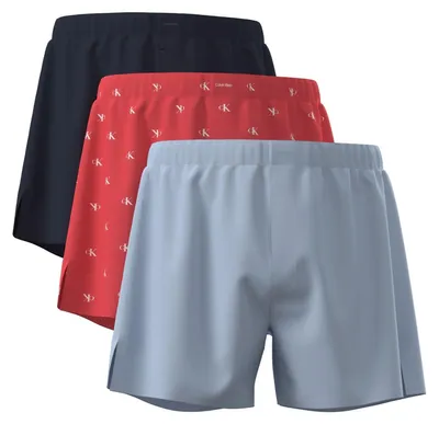 Image de Calvin klein caleçon lot de 3 boxers trad shoreline / punch pink / blue hommes