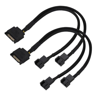 Zdjęcie produktu dla Kabel adaptera zasilania wentylatora SATA 15-pin na 2x4-pin, konwerter 2-kierunkowy, kabel 22AWG