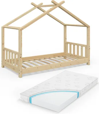 Produktbild von Vitalispa Domečková postel Design, 80x160 cm s matrací, Přírodní dřevo