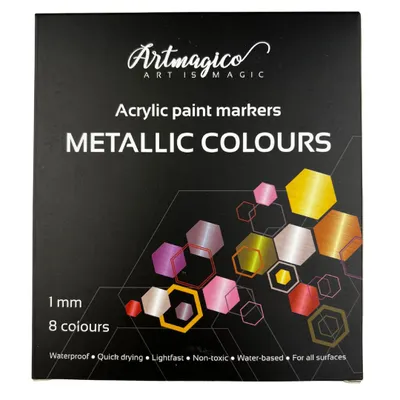 Obrázek produktu pro Artmagico akrylové popisovače s jemným hrotem - metalické - 8 ks