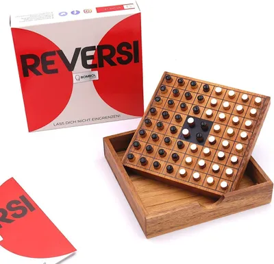 Produktbild von Reversi Brettspiel, Holzspiel, für 2 Personen, 64 Spielsteine, weiß und schwarz, strategisches Spiel