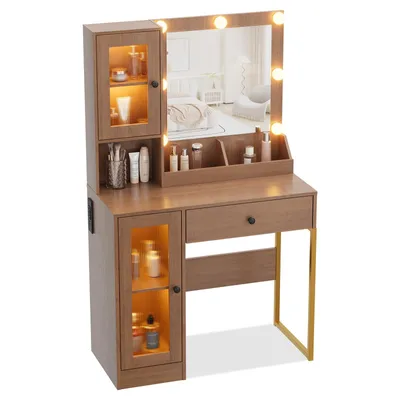 Obrázek produktu pro GarveeHome: Toaletní stolek se zrcadlem a osvětlením. Elegantní toaletní stolek s