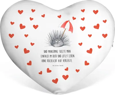Produktbild von Mr. & Mrs. Panda Dekokissen Seeigel - Weiß - Geschenk, Leben, Sofakissen, Selbstliebe, Kuschelkissen, Herzkissen, dekoartikel, Liebe Kissen, Lebe, Meer, Achtsamkeit