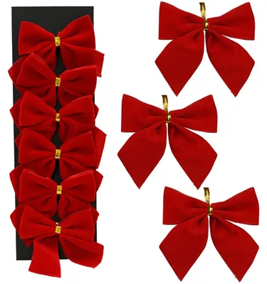 Produktbild von Schleifen 6cm Polyester 6er Set Rot