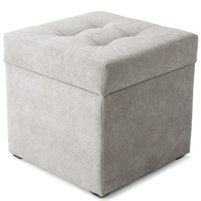Produktbild von MG Design Polsterhocker Grau 45x45 cm - Stauraum 50L, bis 300 kg, stabil & pflegeleicht, für Wohnzimmer, Schlafzimmer & Flur