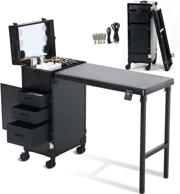 Immagine prodotto di Tavolo per manicure - Tavolo per unghie - Tavolo per salone di bellezza - Tavolo portatile per manicure - Tavolo pieghevole per manicure