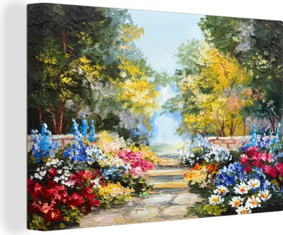 Obrázok produktu pre OneMillionCanvasses® - Plátno - 140x90 cm, Maľba - Kvety - Príroda - Olejomaľba, Nástenná umelecká tlač Dekorácia na stenu - Fotografia na plátne - Maľba na drevenom ráme