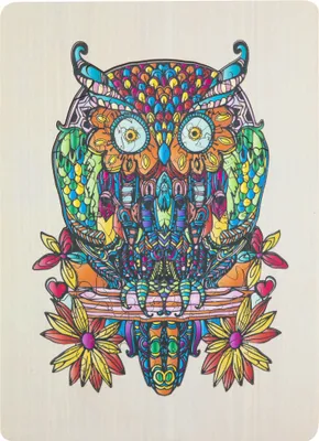 Produktbild von Puzzle en bois Hibou 133 pièces  Holzpuzzle Eule Mandala Erwachsene Kinder