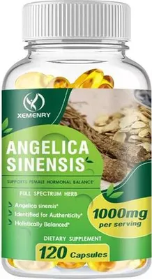 Produktbild von Angelica Sinensis 1000mg (120 Kapseln) Nahrungsergänzungsmittel, Frauen, Hormone, Balance, Östrogene, Menstruation