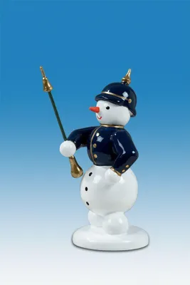 Produktbild von Holzfigur Schneemann Dirigent mit Tambourstab Höhe 6,5cm NEU