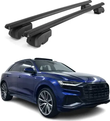 Image de Barres de toit Transversales pour Audi Q8 2018-2025 Aluminium Noir ABE