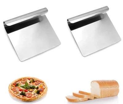 Productafbeelding van Set van 2 roestvrijstalen deegschrapers, 14 x 12 cm
