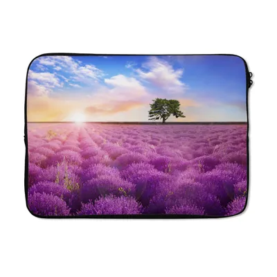 Produktbild von MuchoWow® Laptop Hülle 13 Zoll Lavendel - Baum - Sonnenuntergang - Lila Laptoptasche - Laptophülle - Sleeve - Rundumschutz