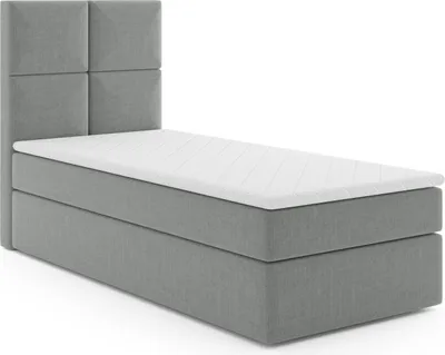 Produktbild von MR GROUP Boxspringbett OMIS 100x200 rechts Kinderbett Jugendbett Einzelbetten Bett mit Stauraum Polsterbett Matratze Topper H3 Schlafzimmer hellgrau