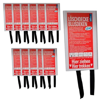 Produktbild von Feuerlöschdecke, Löschdecke, Feuerschutzdecke, Notfall-Überlebens-Sicherheitsabdeckung für Küche, Fiberglasdecke, 110 x 110 cm, Menge:12 Stück