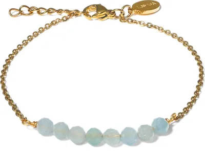 Produktbild von LAVISA 8 Perlen Edelstein Armband - 4mm Perlen - Echte Naturstein Perlen | Kristallperlen, Heilsteine | Onesize mit Verlängerung (Aquamarin)