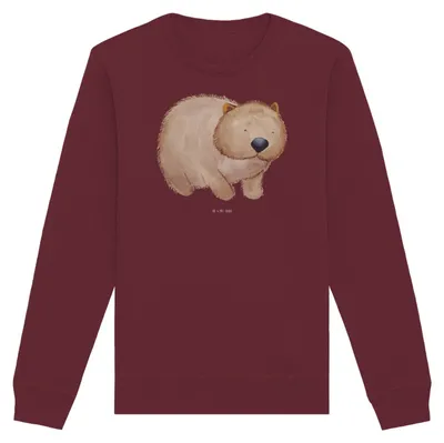 Produktbild von Mr. & Mrs. Panda Baumwoll Pullover Wombat Größe S - Burgundy - Geschenk, Australien, Sweatshirt, Lustige Sprüche, Das Leben Ist schön, Spruch, Motivation, Sweater, Bio