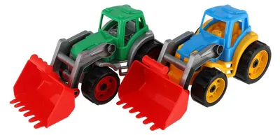 Obrázok produktu pre Traktor/nakladač/bagr s plastovou lopatou, voľný chod, 2 farby, 17x37x17 cm, vhodné od 12 mesiacov
