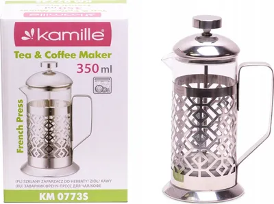 Image de Cafetière à piston en verre pour café, herbes et thé French Press 350 ml KAMILLE KM-0773S