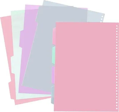 Produktbild von A4 Ordner Register mit Scheidestreifen und Umschlagtabelle aus Kunststoff für Schule und Büro
