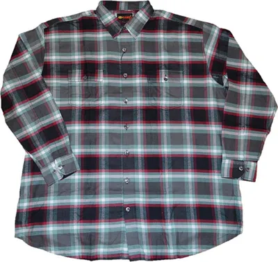 Zdjęcie produktu dla Koszula flanelowa w dużych rozmiarach marki KAMRO, w kratkę w kolorach zielonym, czarnym, czerwonym i białym, rozmiar 7XL