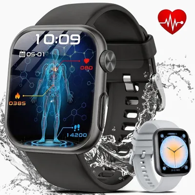 Produktbild von Smartwatch Damen Herren ʙʟᴜᴛᴢᴜᴄᴋᴇʀ/EKG+PPG/Blutdruck/BMI-Überwachung Smartwatch 2026 NEW Fitnessuhr mit Herzfrequenz-/SpO2-/Schlafüberwachungsfunktion