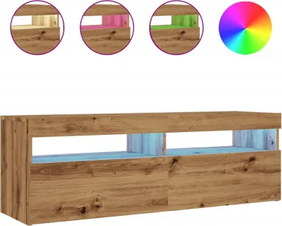 Produktbild von TV-Schrank mit LED Artisan-Eiche 120x35x40 cm Holzwerkstoff