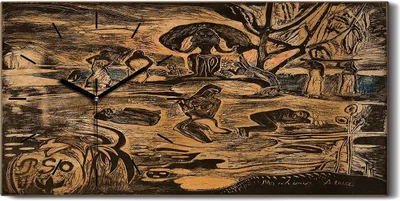 Produktbild von Wanduhr Bürouhr Leinwand Bild Geräuschlos Kunstdruck 60x30 Mahana Ätna - schwarze Hände