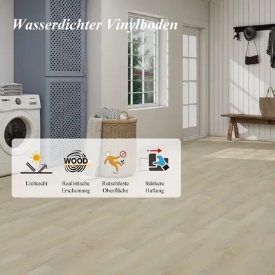 Obrázok produktu pre Samolepiaca vinylová podlaha, vzhľad dreva, buk, prírodná farba, rozmer 15,24 x 91,44 cm, 36 dosiek, 5 m²