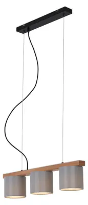 Immagine prodotto di Lampada a sospensione regolabile in altezza E14 25 W grigio metallo-legno-tessuto Briloner