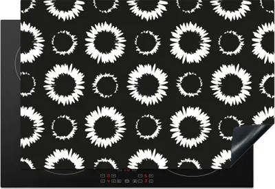 Produktbild von KitchenYeah© Herdabdeckplatte Blumen - Muster - Schwarz , 76x51cm, Küche Deko, Glaskeramikkochfeld Herdabdeckung, Abdeckplatte fùr Kochfeld