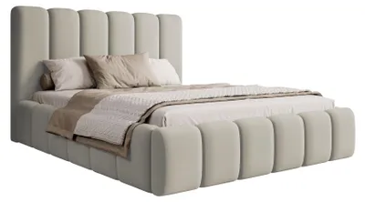 Produktbild von Selsey Biscottino - Polsterbett 160x200 mit Bettkasten, Lattenrost, Samtbezug, greige