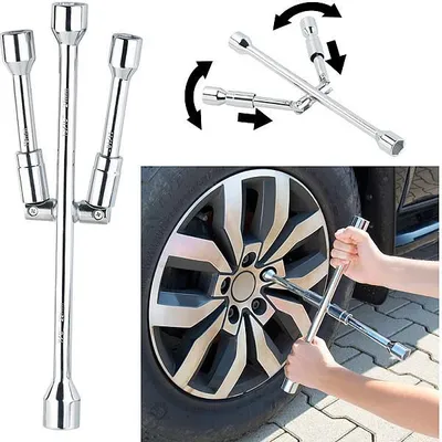 Image de Clé de roue en croix pliable pour écrous 17/19/21/23 mm