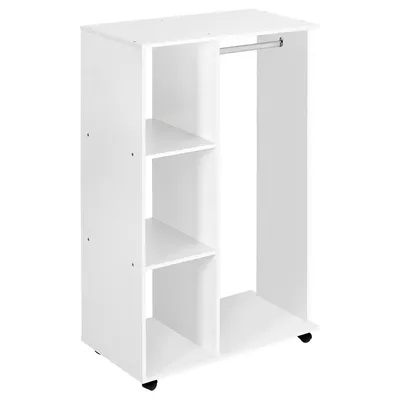 Image de Armoire penderie armoire de rangement mobile panneaux de particules blanc
