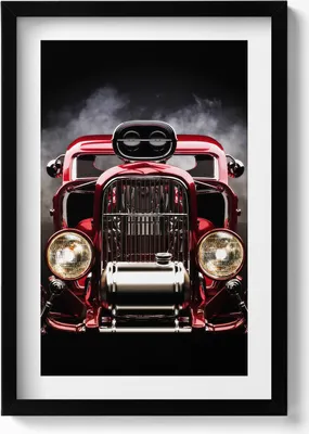 Produktbild von Alter Oldtimer– Wandbild mit Rahmen – Gerahmtes Bild  – Wanddekoration – 40x60 cm –  Schwarz