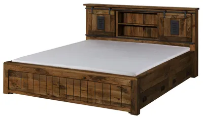Produktbild von MASSIVMOEBEL24.DE Bett mit Schublade Mango 160x200 braun lackiert RAILWAY #471