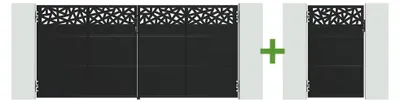 Produktbild von 3,5 m Stahl-Schwingtor NALI RUIVO H.160 cm schwarz + 160 cm schwarzes Fußgängertor