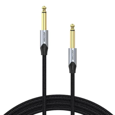 Productafbeelding van VENTON 6,35 mm gitaarkabel, instrumentenkabel, 1/4" tulpstekker (TS), kabel met 6,35 mm tulpstekker aan beide uiteinden, geschikt voor luidsprekers, versterkers, basgitaren, mengpanelen - 5 meter - 6,35 mm naar 6,35 mm, aluminiumlegering