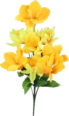 Productafbeelding van Strauss van 9 kunstbloemen, bestaande uit lelies en amaryllissen, model BAL-35BAZ