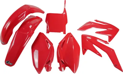 Obrázok produktu pre Sada krytov UFO PLAST, 7-dielna sada plastových krytov pre Honda CRF R 250 cm³, rok výroby 2004 – 2005, farba: červená, OEM 00-26