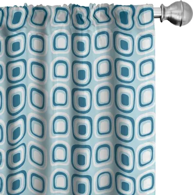 Produktbild von ABAKUHAUS Blau und weiß Vorhänge, Gardinen, Retro- modernes Muster mit quadratischen Formen Pastell und geometrisch, 2 Stück 75 x 175 cm, Blau Hellblau und Weiß