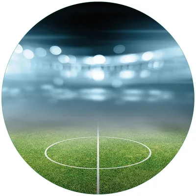 Produktbild von Wallario Premium Glasbild, freischwebende Optik, kräftige Farben, rund 50cm Durchmesser, Motiv Fußball Stadion Mittellinie II