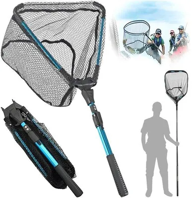 Produktbild von Tagesgut - Fischnetz, 90 cm, Teleskopschaufelnetz, Fischschaufelnetz, Gummibeschichtung, zum Forellen-, Barsch-, Karpfen-, für Erwachsene und Kinder