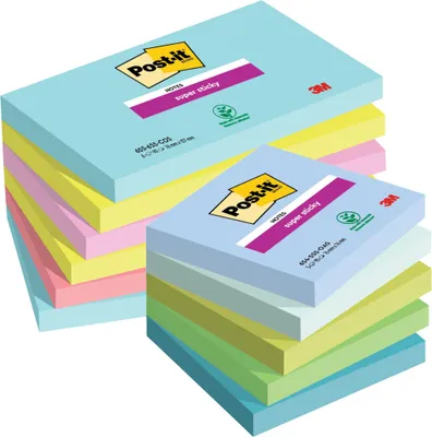 Produktbild von Post-it Super Sticky Cosmic 76x127 + Oasis 76x76 Set 6+5 Blöcke 90 Blatt
