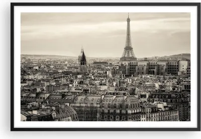Produktbild von Gerahmtes Poster - Schwarzer Rahmen - Paris Stadt Zuhause - 91,5x61 cm - Wand Bild - Wanddeko - Wandbilder - Kunstposter - Wandposter - Bilderrahmen - Bilder - Kunstdruck - Wandbild - P2BAA91x61-3615