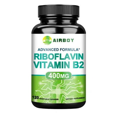Produktbild von Riboflavin Vitamin B2 400mg (120 Kapseln) Nahrungsergänzungsmittel, Energie, Nerven, Gehirn, Körpergesundheit, Stoffwechsel, Kopfschmerz, Kopfdruck