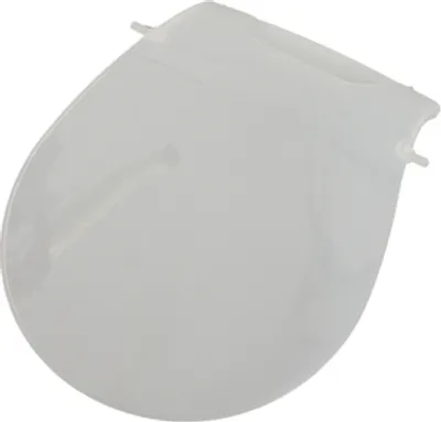 A transparent plastic part for a cat litter box.