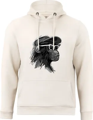 Produktbild von Cotton Prime® Kapuzensweatshirt mit Affenmotiv - Cool Monkey mit Brille XL sand